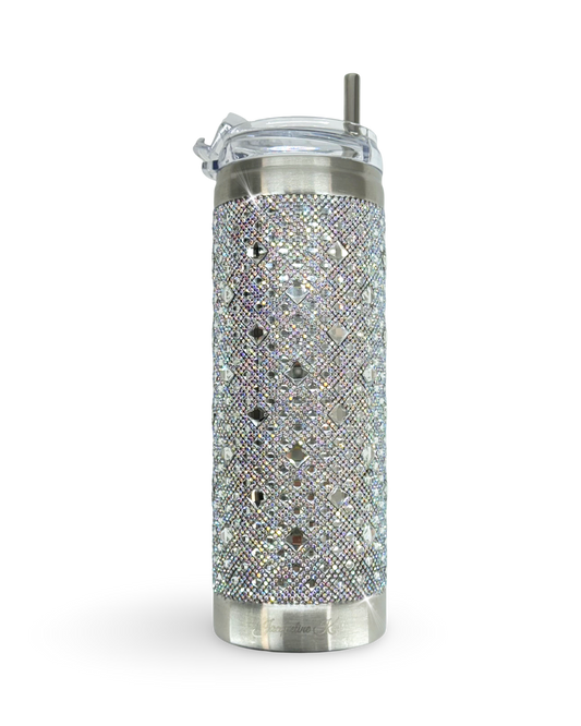 Crystal-Embellished 20oz Stainless Steel Tumbler – Aurora Borealis (AB)