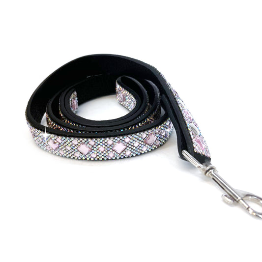 Luxury Baby Pink Dog Leash – Silver Hardware | Soft Vegan Leather, 42” Length with 360° Clip