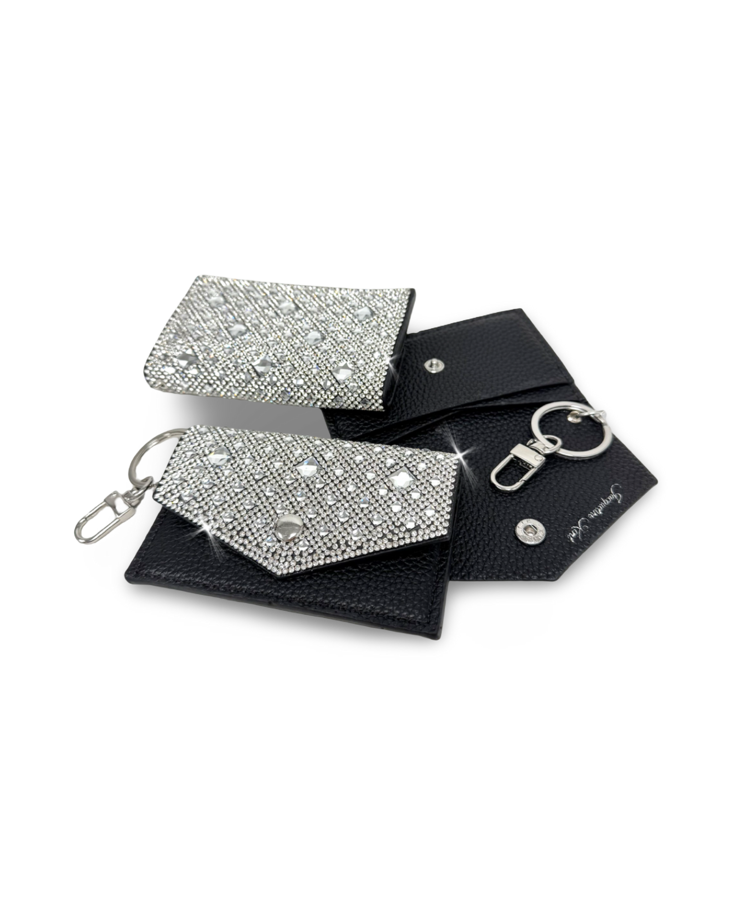Crystal Mini Wallet with Key Hook - Silver