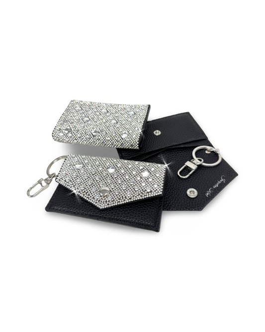 Crystal Mini Wallet with Key Hook - Silver