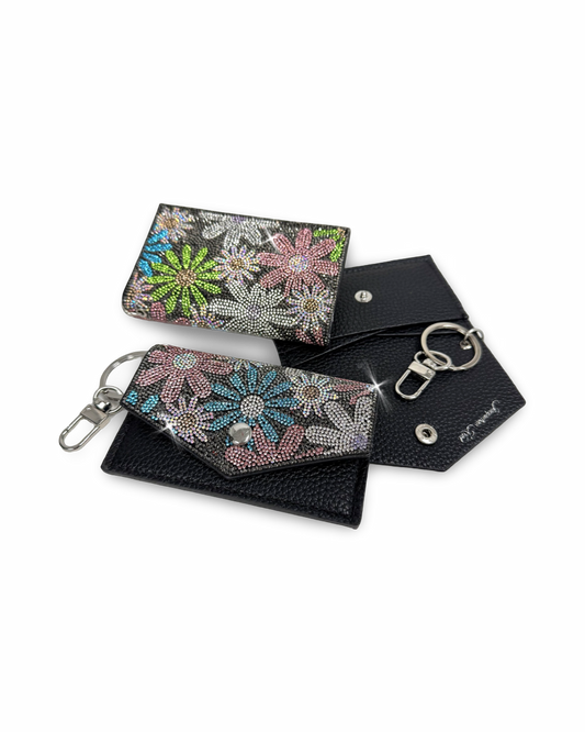 Crystal Mini Wallet with Key Hook - Floral Shade