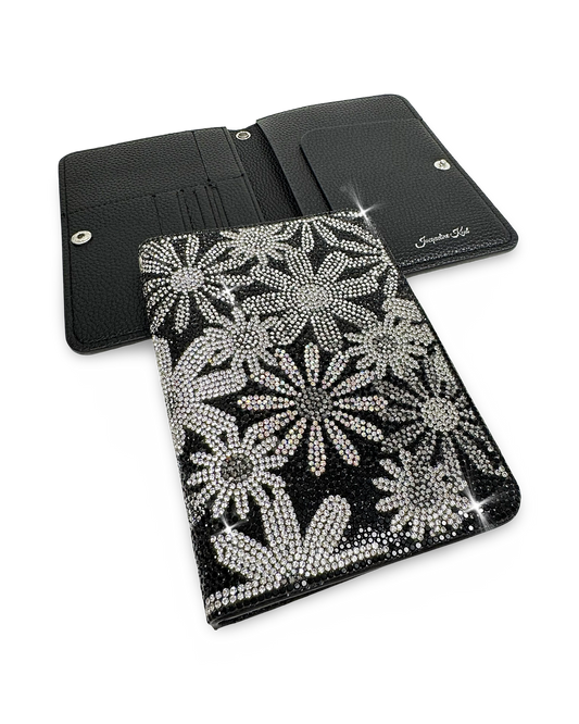 Crystal Passport Cover - Black Floral