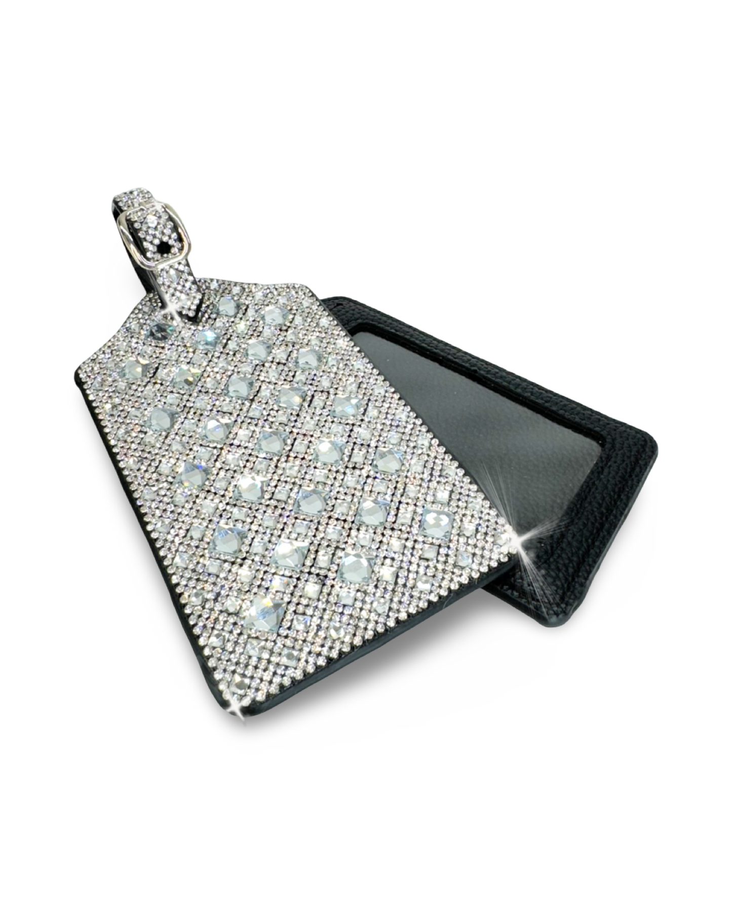 Crystal Studded Luggage Tag - Silver