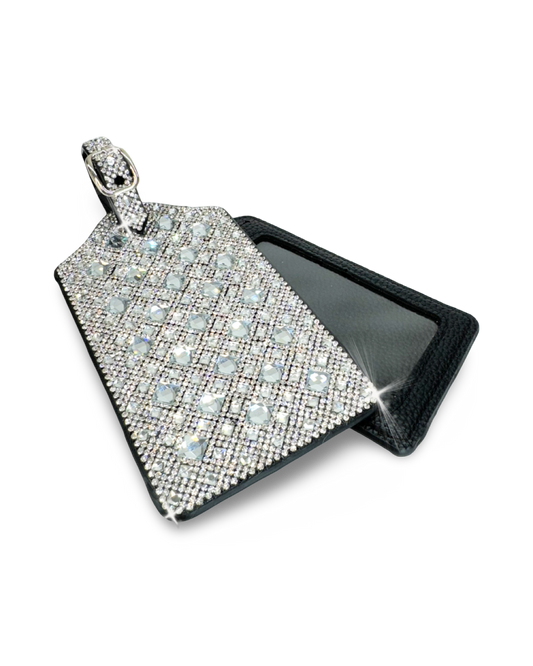 Crystal Studded Luggage Tag - Silver