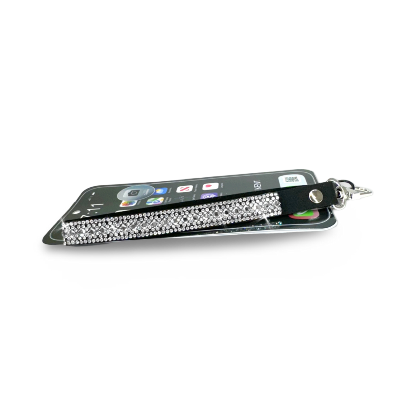 Crystal-Embellished Wrist Lanyard – Silver Diamond