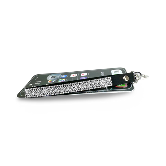 Crystal-Embellished Wrist Lanyard – Silver Diamond