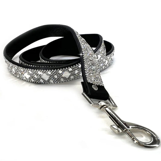 Luxury Silver Dog Leash – Silver Hardware | Soft Vegan Leather, 42” Length with 360° Clip