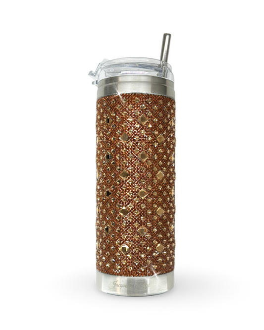 Crystal-Embellished 20oz Stainless Steel Tumbler – Golden Hour
