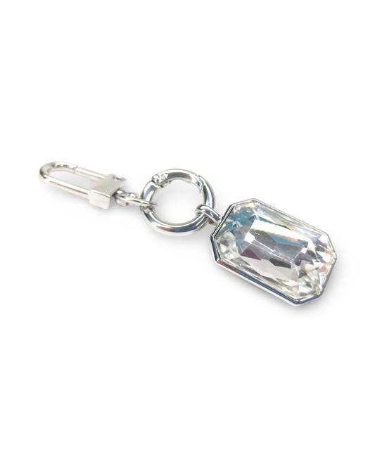 Crystal Tumbler Charm – Large Stone with Silver Hardware - Straight Up