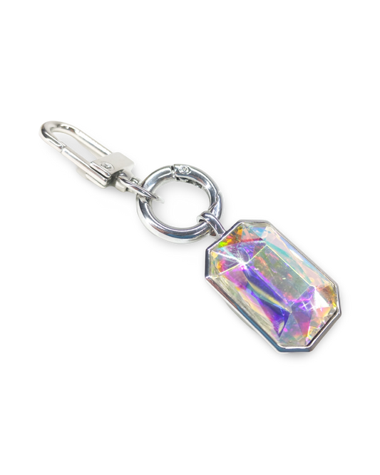 Crystal Tumbler Charm – Large Stone with Silver Hardware - On the Rocks
