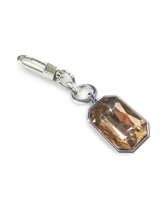 Crystal Tumbler Charm – Large Stone with Silver Hardware - Hot Chocolate