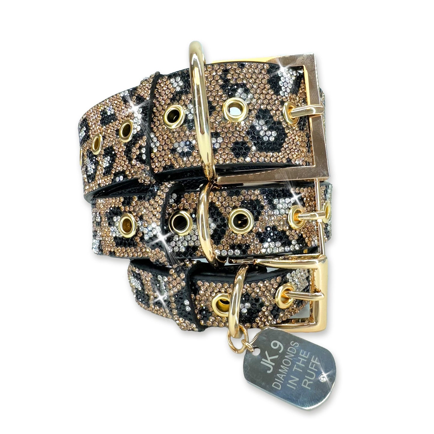 Luxury Leopard Print Dog Collar – Gold Hardware | Soft Vegan Leather, Adjustable Sizes