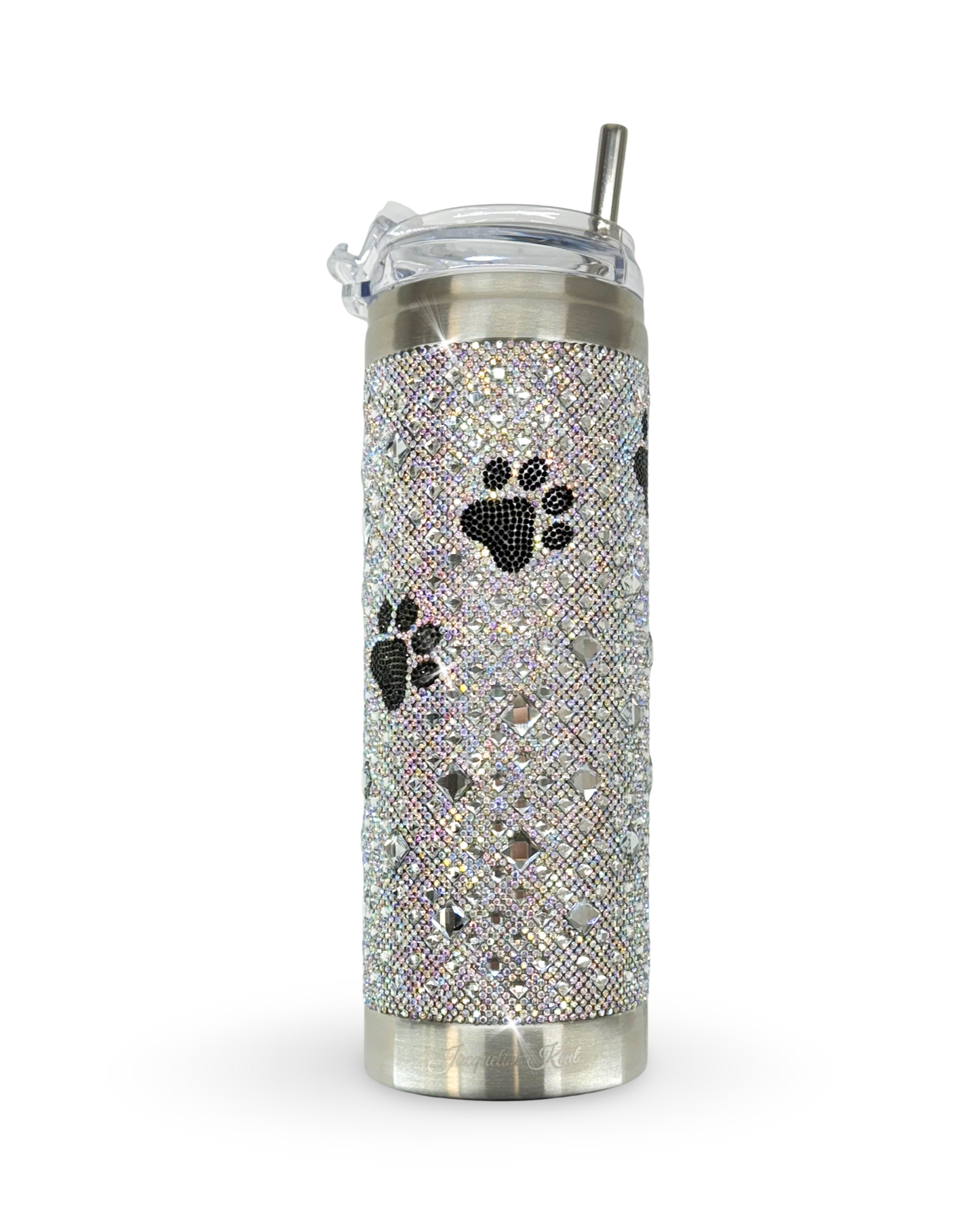 Crystal-Embellished 20oz Stainless Steel Tumbler – Puppy Paw AB