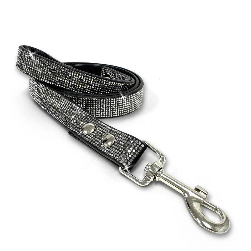 Luxury Hematite Dog Leash – Silver Hardware | Soft Vegan Leather, 42” Length with 360° Clip