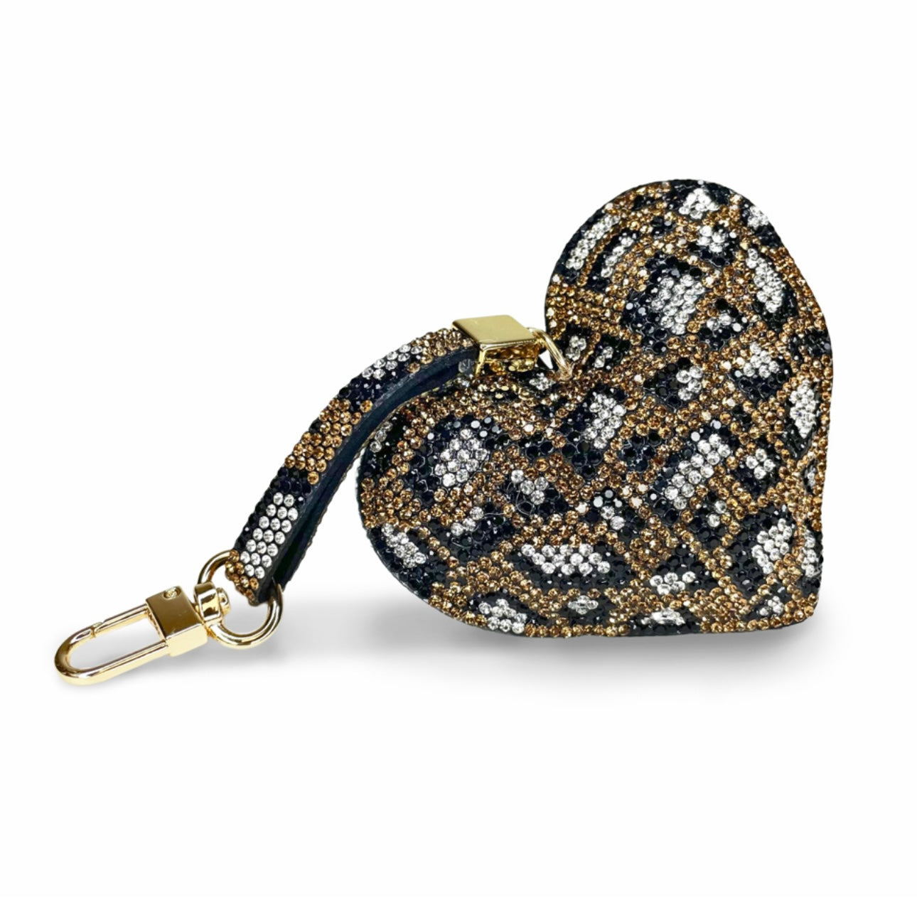 Crystal Purse Charm – Gold Leopard