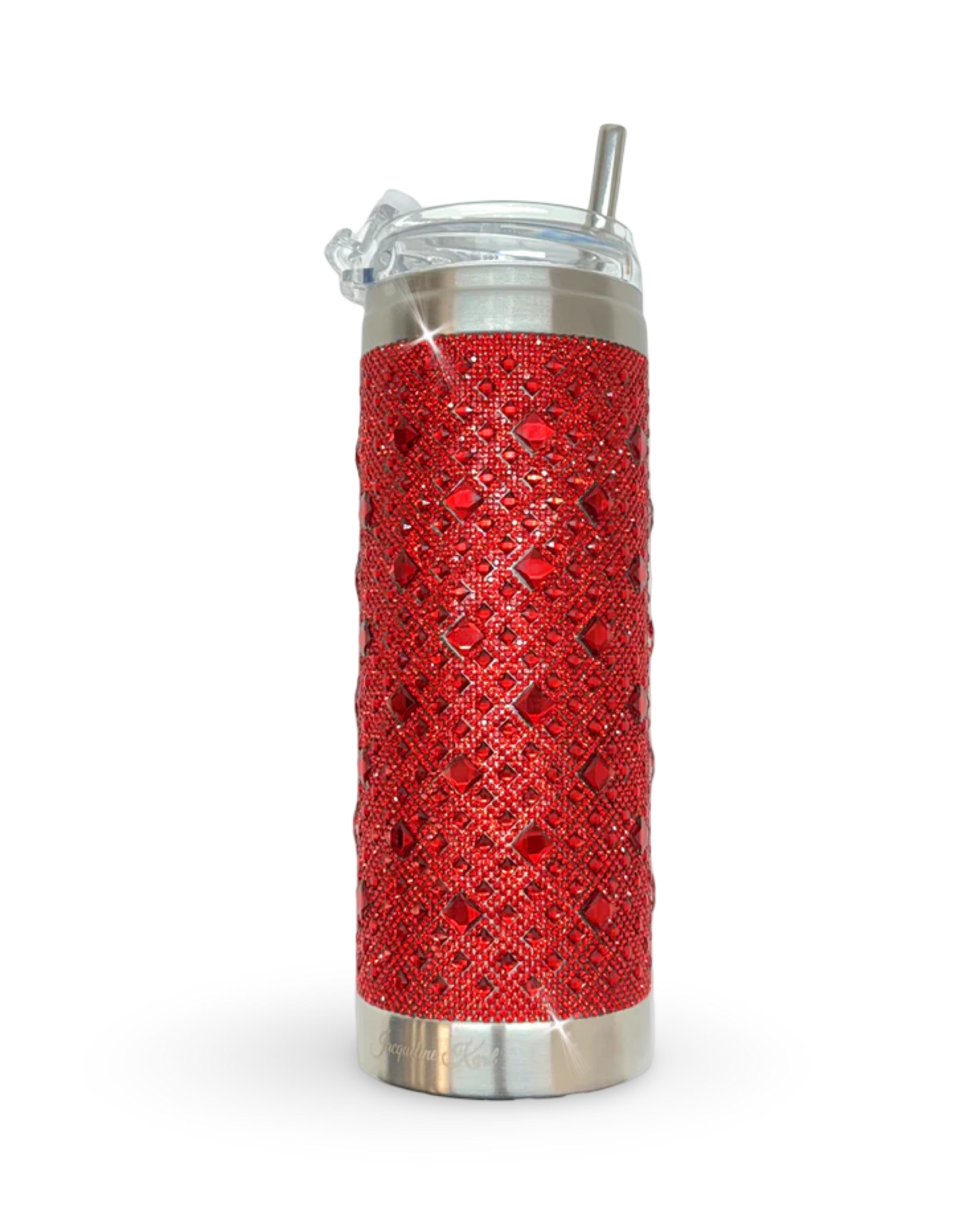 Crystal-Embellished 20oz Stainless Steel Tumbler – Ruby Red