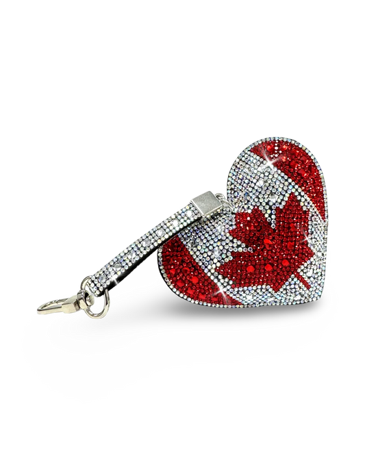 Crystal Purse Charm – Oh! Canada! Flag Heart