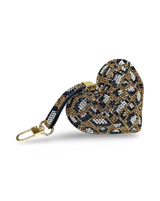 Crystal Purse Charm – Gold Leopard
