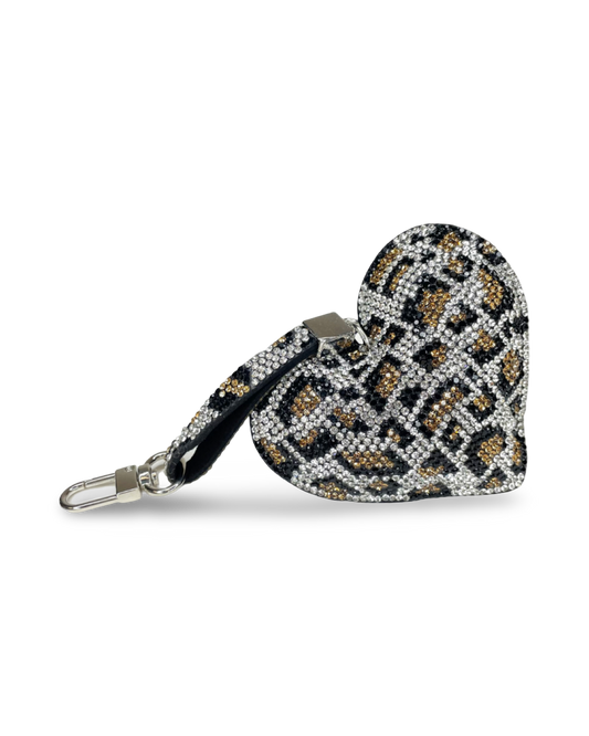 Crystal Purse Charm – Silver Leopard
