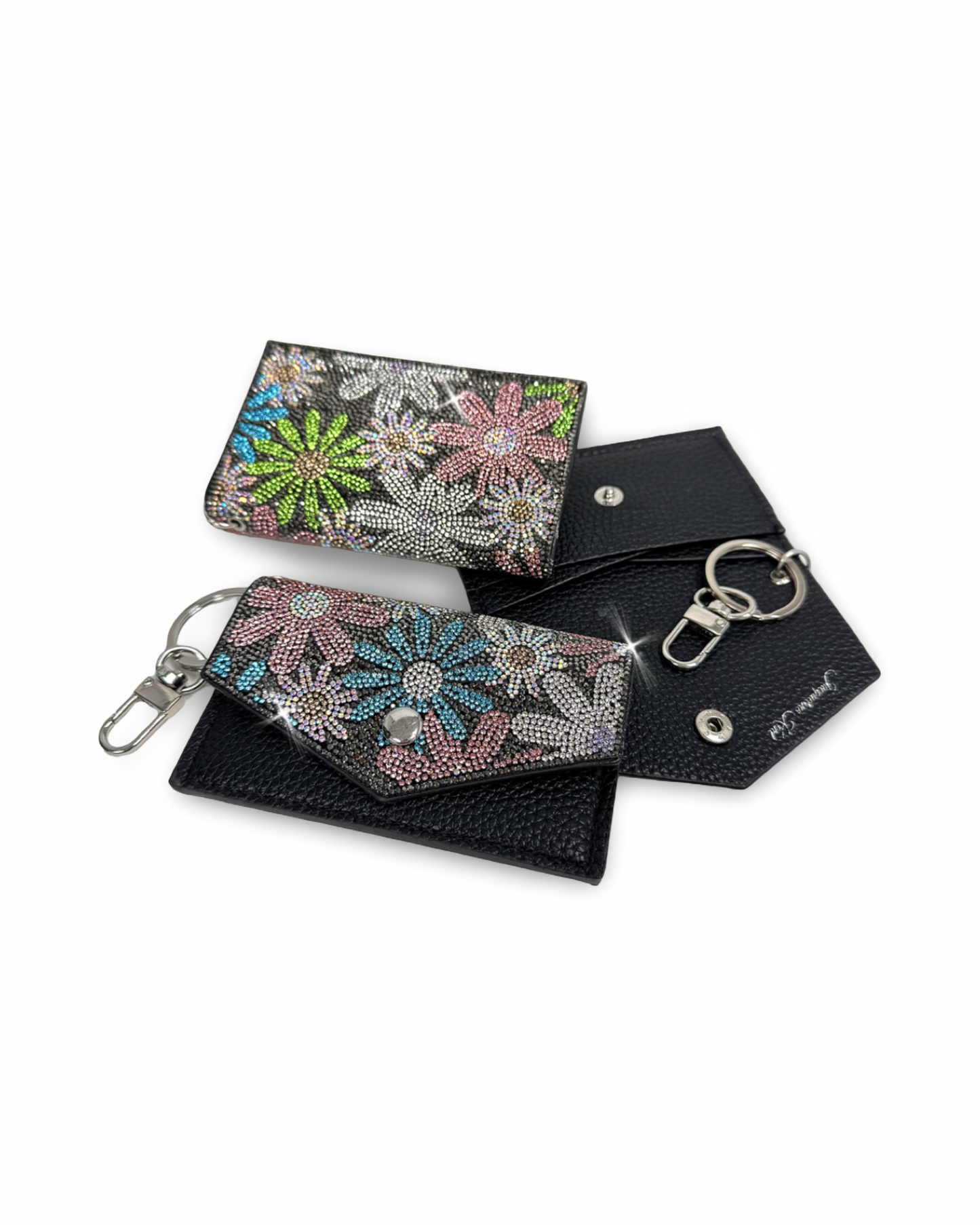 Crystal Mini Wallet with Key Hook - Floral Shade
