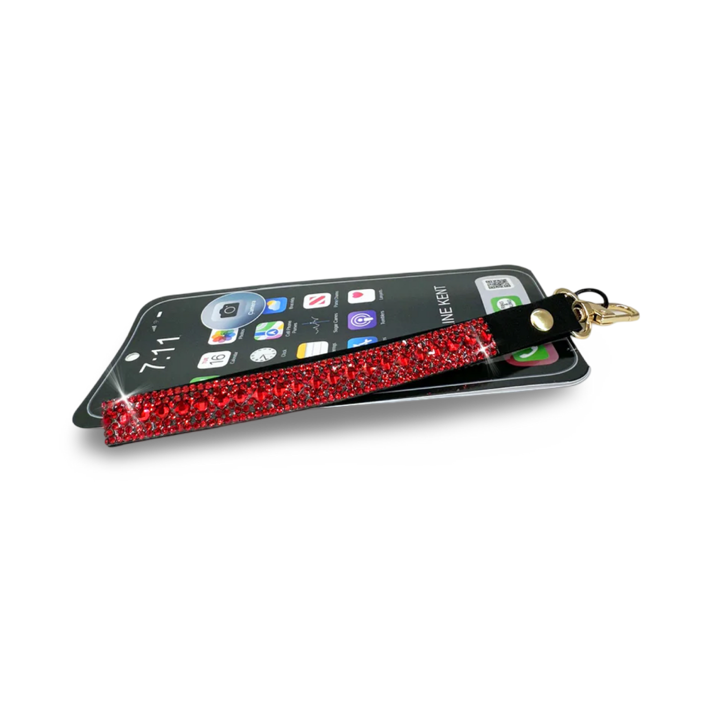Crystal-Embellished Wrist Lanyard – Ruby Red