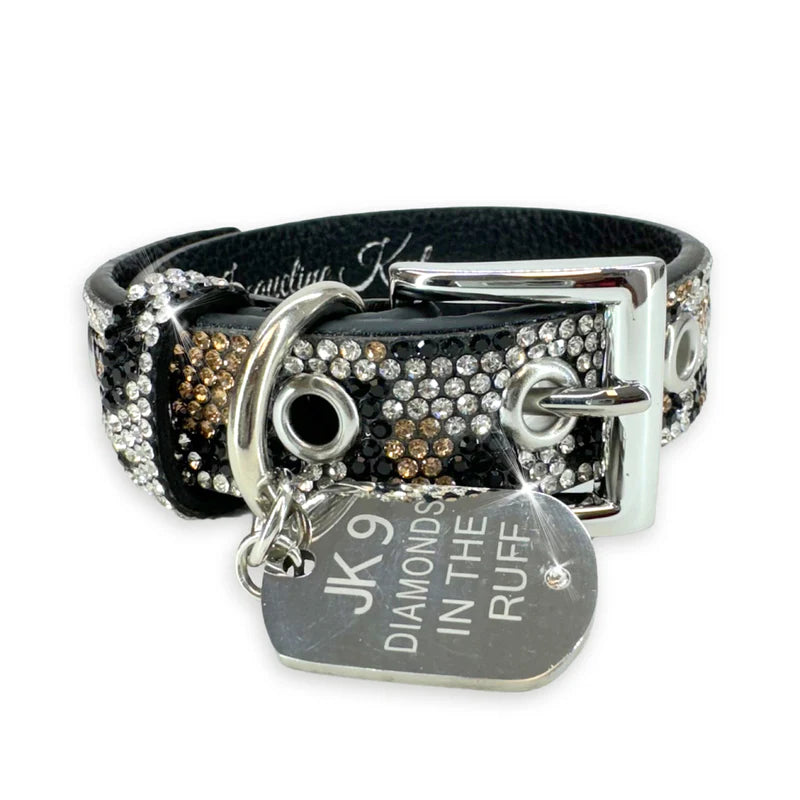 Luxury Leopard Print Dog Collar – Silver Hardware | Soft Vegan Leather, Adjustable Sizes