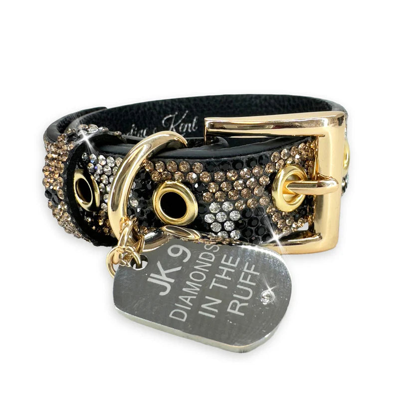 Luxury Leopard Print Dog Collar – Gold Hardware | Soft Vegan Leather, Adjustable Sizes